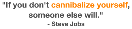 If you don't cannibalize yourself, someone else will Steve Jobs Quote